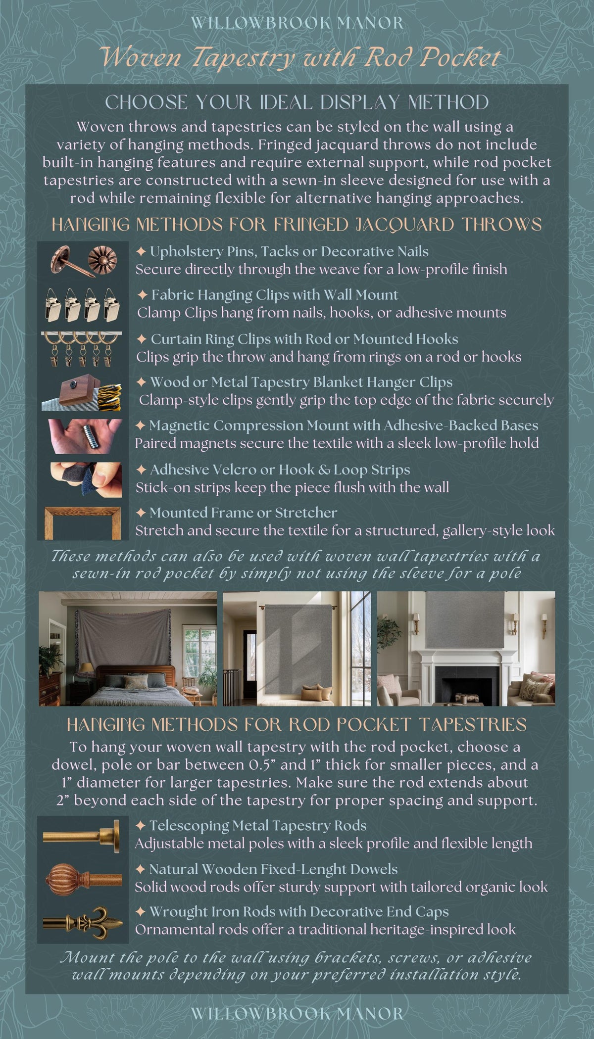 Rustic Elegance Willow Tree Landscape River Scene Tapestry Peaceful Blanket Throw | Antique European Art Woven Verdure Pastoral Wall Decor