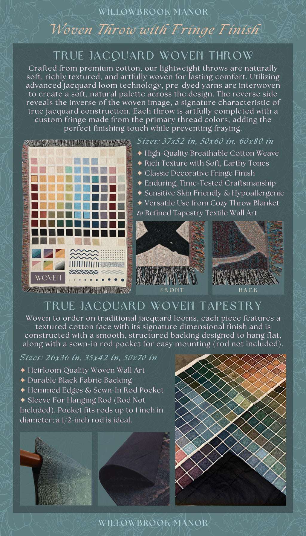 Ethereal Woodland Teal Blue French Tapestry Aubusson Chateau Style Textile Wall Decor | Tranquil Scene Vintage Verdure Forest Landscape Art