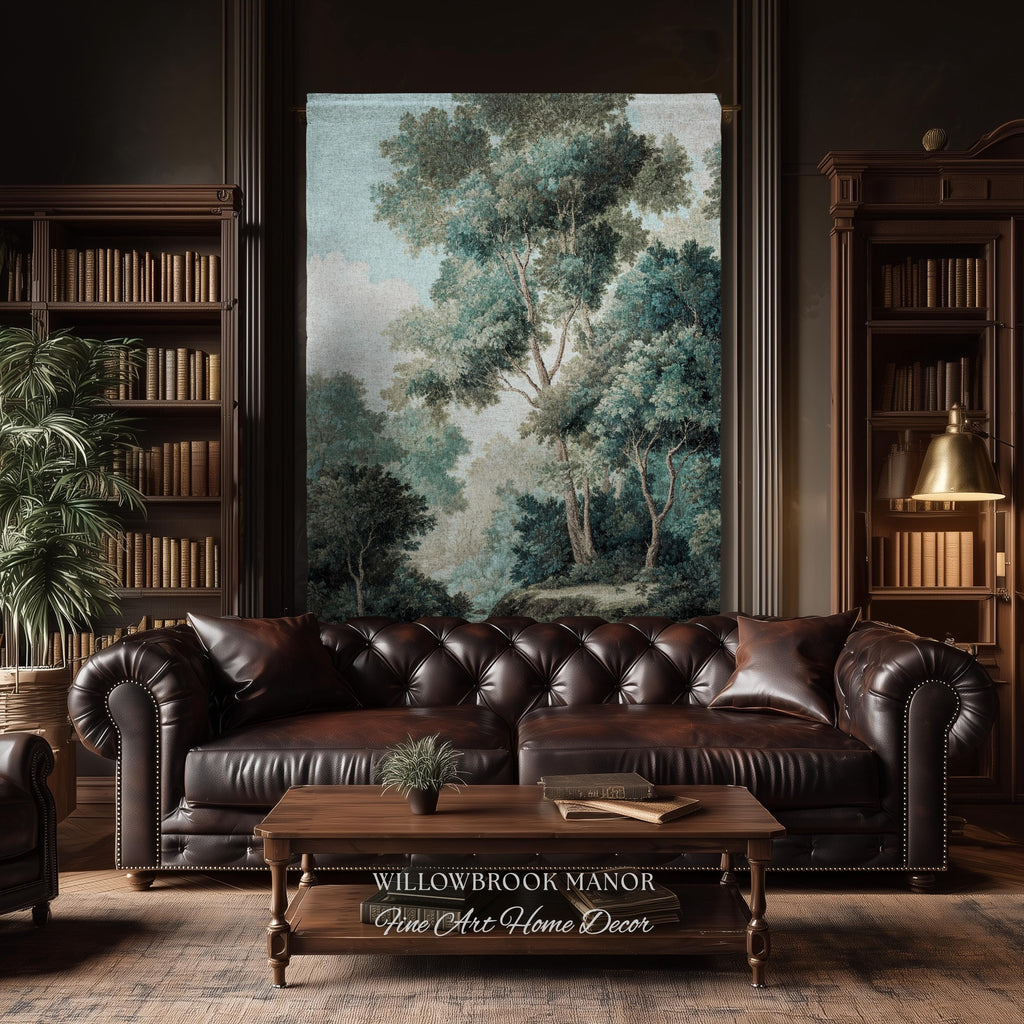 Arboreal Decor Woven Large Wall Tapestry Trees Forest Art, Elegant Wall Hanging Woodland Nature Throw Serene Blanket Classic Textile Artwork