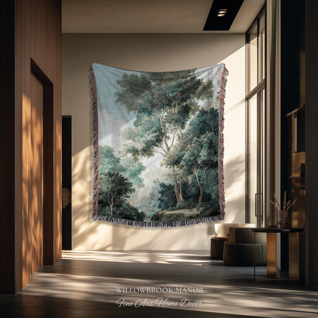 Arboreal Decor Woven Large Wall Tapestry Trees Forest Art, Elegant Wall Hanging Woodland Nature Throw Serene Blanket Classic Textile Artwork