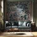 Orchard Landscape Aubusson Woven Tapestry Throw Scenic Views Romantic European Countryside Textile Art | Pastoral Blanket Valley Wall Decor