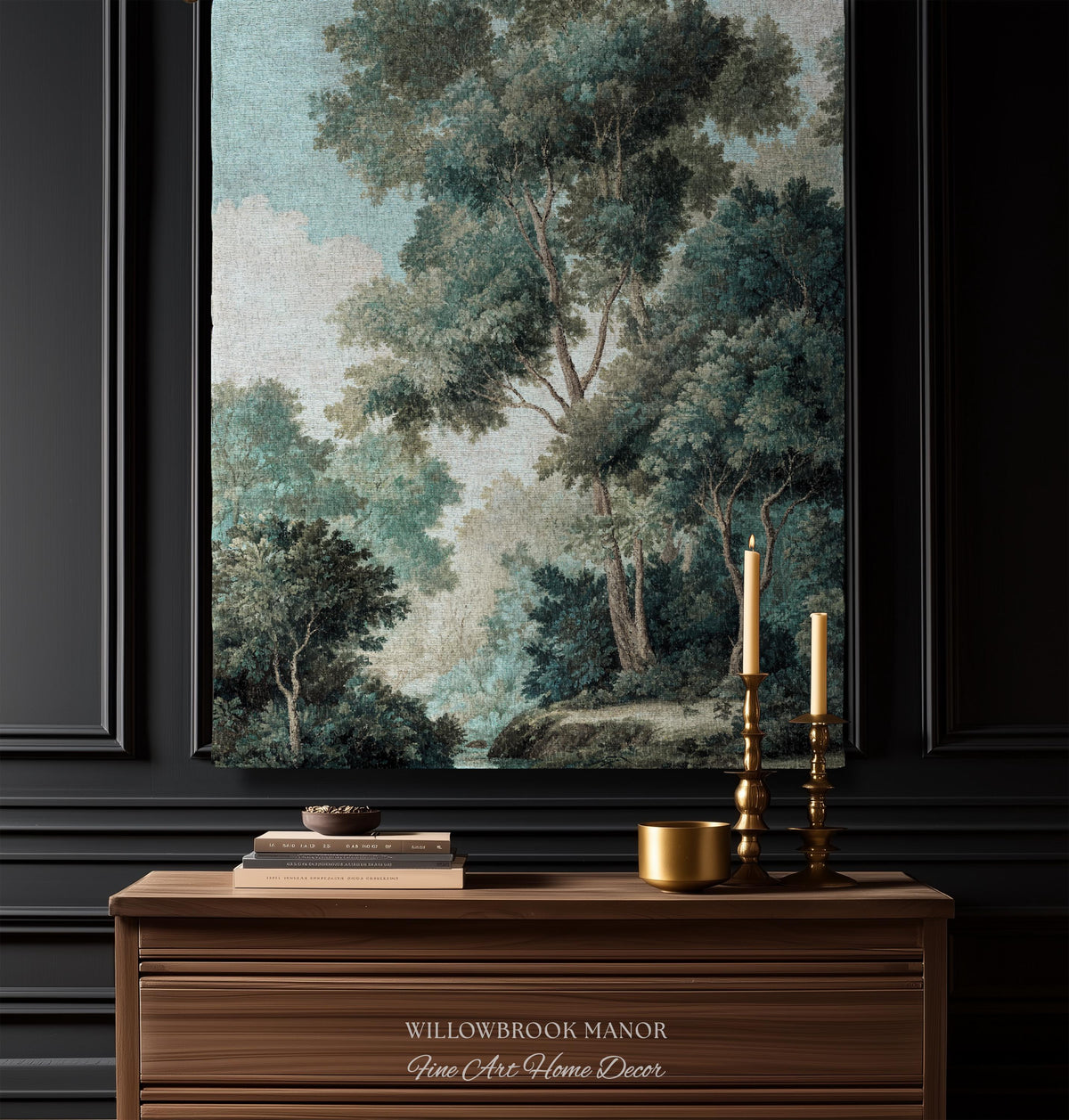 Arboreal Decor Woven Large Wall Tapestry Trees Forest Art, Elegant Wall Hanging Woodland Nature Throw Serene Blanket Classic Textile Artwork