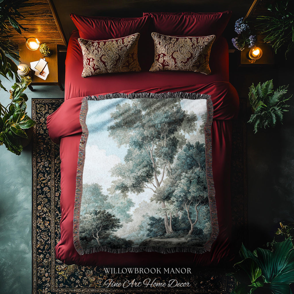 Arboreal Decor Woven Large Wall Tapestry Trees Forest Art, Elegant Wall Hanging Woodland Nature Throw Serene Blanket Classic Textile Artwork