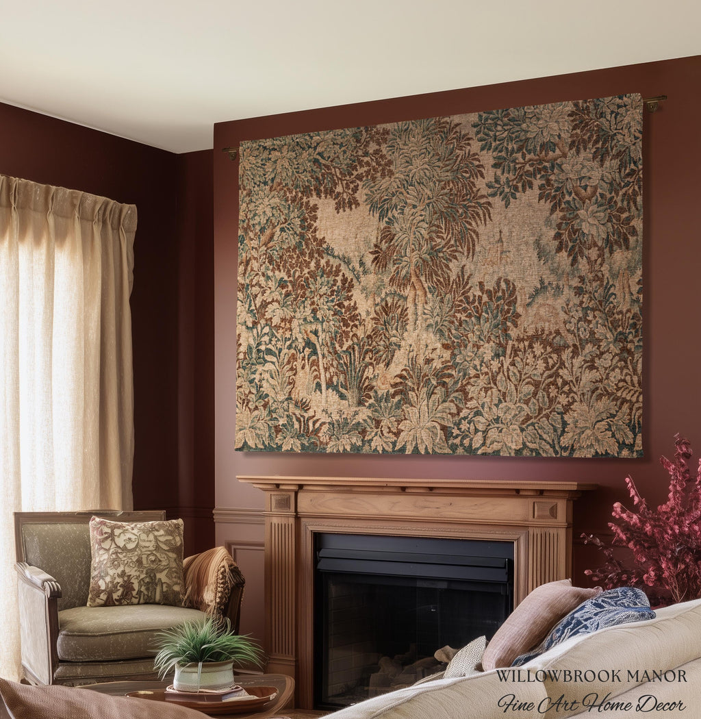 Natural Botanicals Old World Jacquard Woven Tapestry | Heritage Home Neutral Wall Hanging Soft Luxury Golden Rustic Throw Blanket French Art