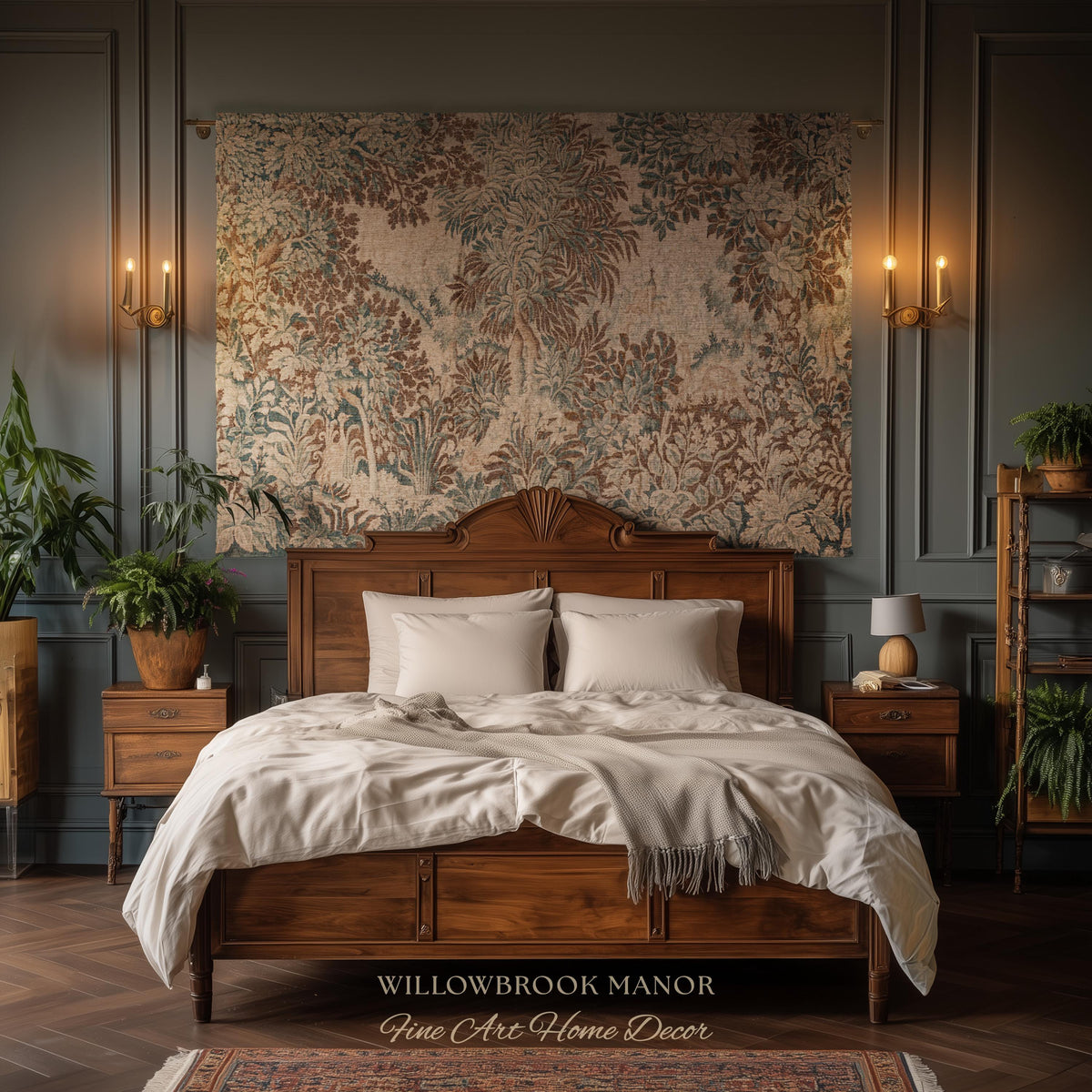 Natural Botanicals Old World Jacquard Woven Tapestry | Heritage Home Neutral Wall Hanging Soft Luxury Golden Rustic Throw Blanket French Art