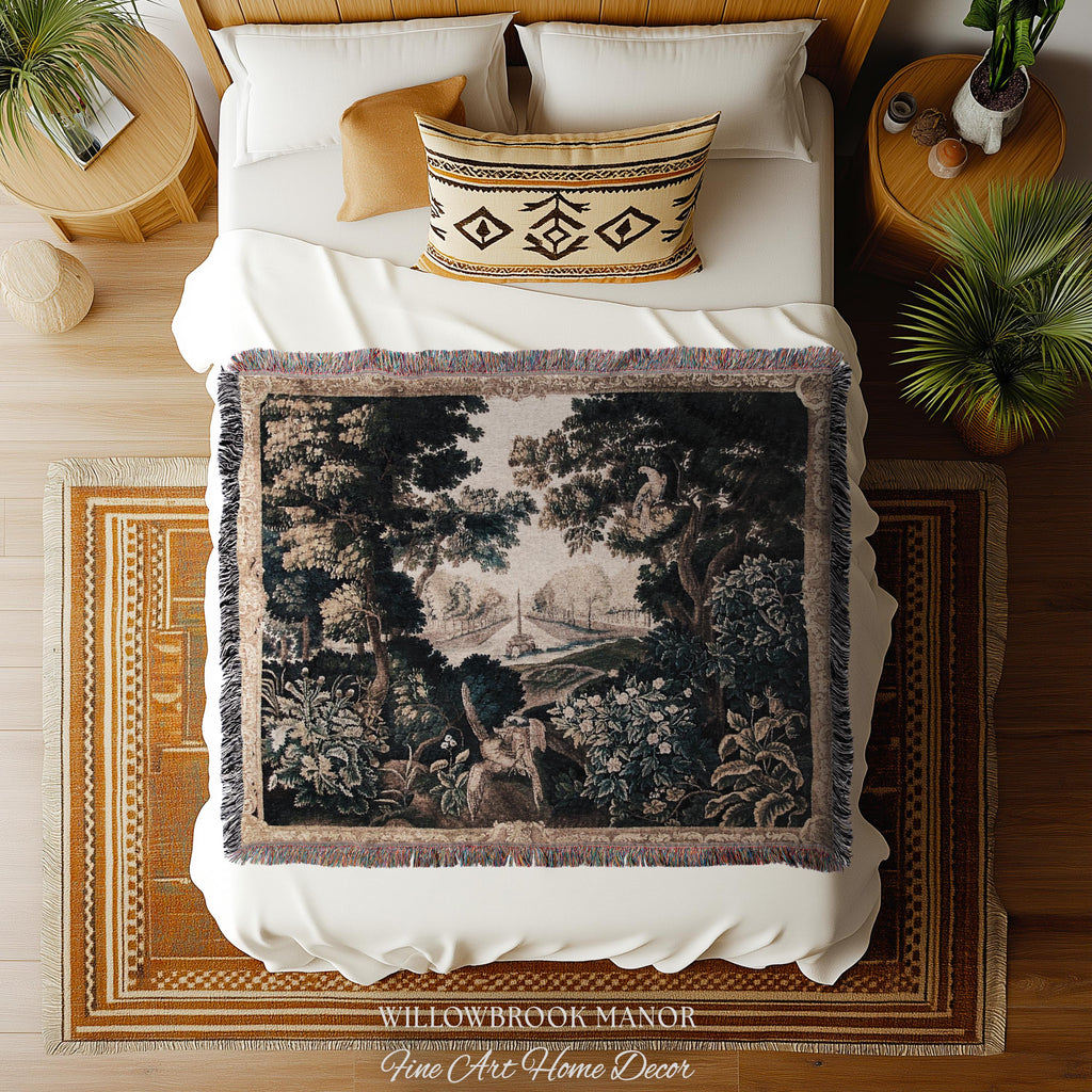 Brussels Tapestry Verdure Garden Antique European Baroque Wall Decor Birds & Foliage 17th-Century Manor Landscape Woven Traditional Textile