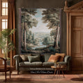 Elegant Landscape Tapestry Hanging French Verdure Art, Whimsical Nature Mountain River View European Blanket Soft Woven Wall Nostalgic Decor