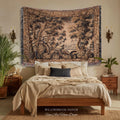 Classical Elegance Verdure Countryside Scenic Wall Hanging Jacquard Woven Throw | Old World Textile Ornate Pastoral Rustic Nostalgia Decor