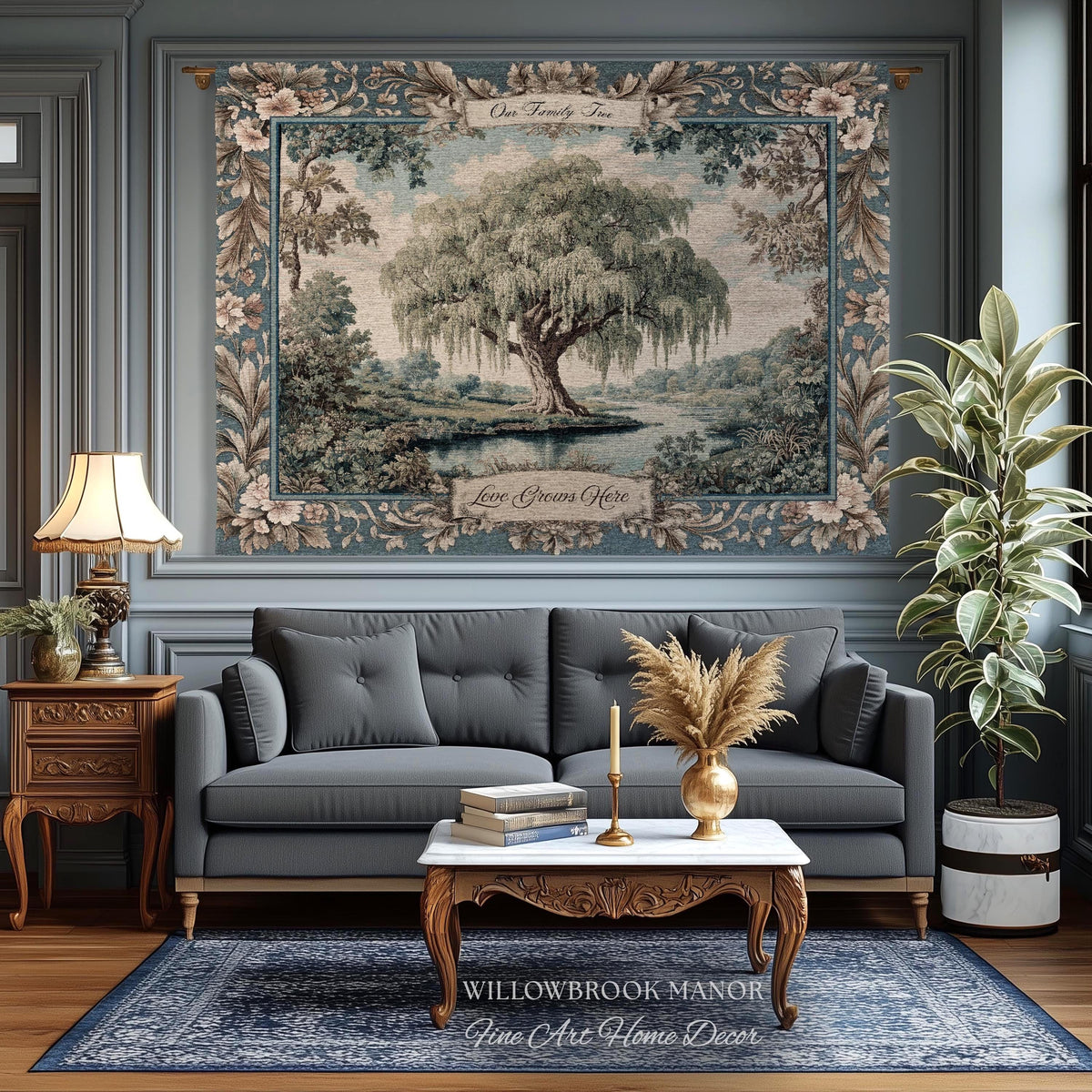 Sentimental Gift Personalized Willow Tree Family Tapestry Custom Names Woven Throw | Keepsake Blanket Ancestral Cottagecore Heritage Decor