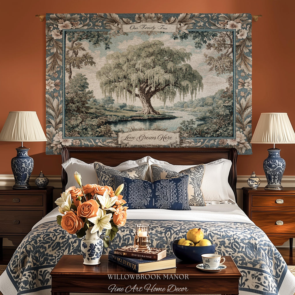 Sentimental Gift Personalized Willow Tree Family Tapestry Custom Names Woven Throw | Keepsake Blanket Ancestral Cottagecore Heritage Decor