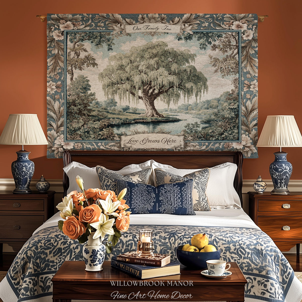 Sentimental Gift Personalized Willow Tree Family Tapestry Custom Names Woven Throw | Keepsake Blanket Ancestral Cottagecore Heritage Decor