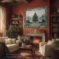 Winter Wonderland Spruce Family Tree Tapestry Personalized Name | Nostalgic Holiday Woven Throw Blanket Custom Festive Keepsake Wall Hanging